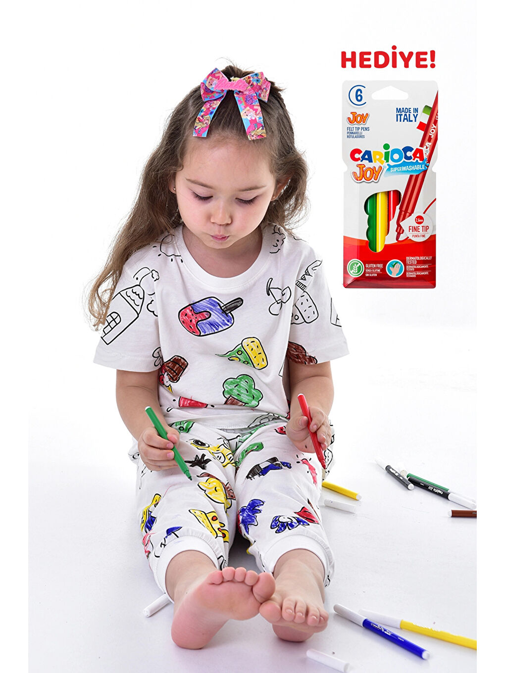 Beyaz Figürlü Boyanabilir Pijama Takımı 41319-1