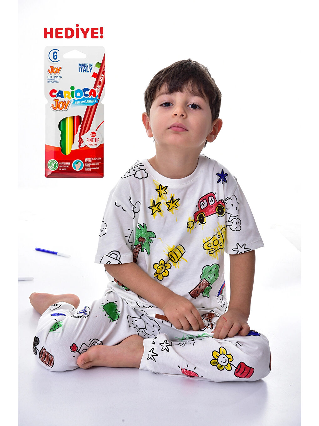 Beyaz Figürlü Boyanabilir Pijama Takımı 41319-3