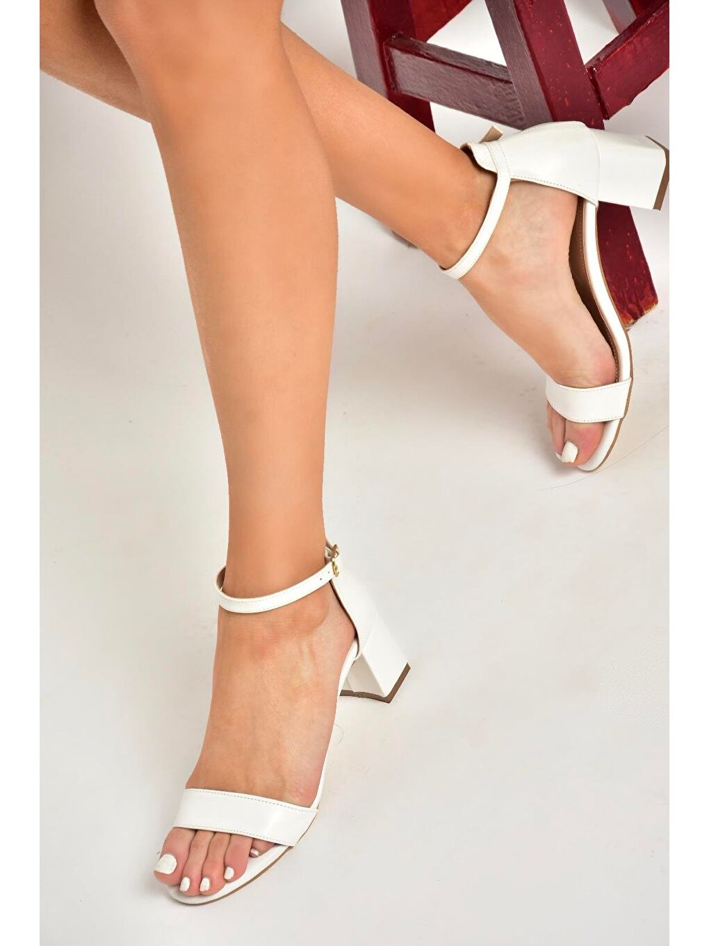 U5784510 Beyaz Kadın Topuklu Ayakkabı-3