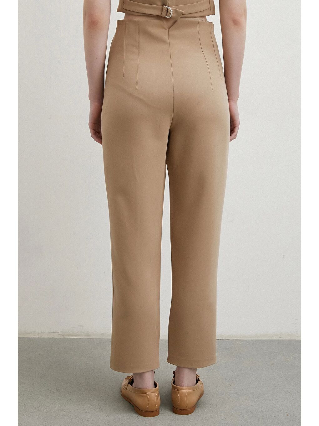 Bej Önü Pensli Skinny Kumaş Pantolon Vizon-5