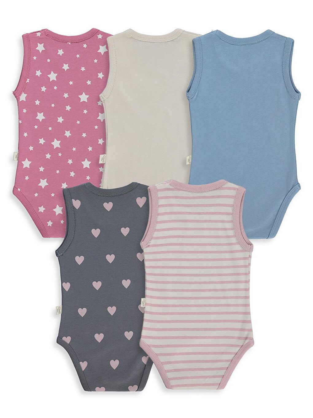 Baby Yıldız Empirmeli 5 Li 1-36 Ay Çıtçıtlı Badi - Pembe 12-18 Ay-6