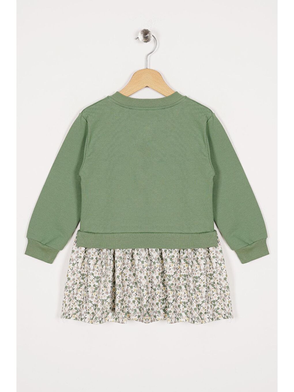 Turkuaz Bisiklet Yaka Uzun Kol Tavsan Baskılı Su Yeşil Renk Kız Çocuk Etekli Takım-2