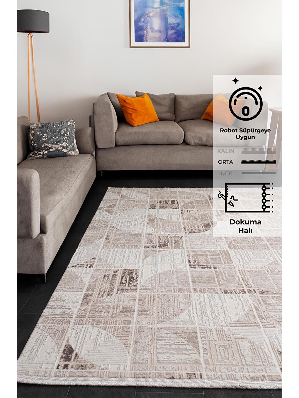 Kahverengi Elex 5207 Salon Mutfak Oturma Odası Halısı Modern Dokuma Halı-100x200