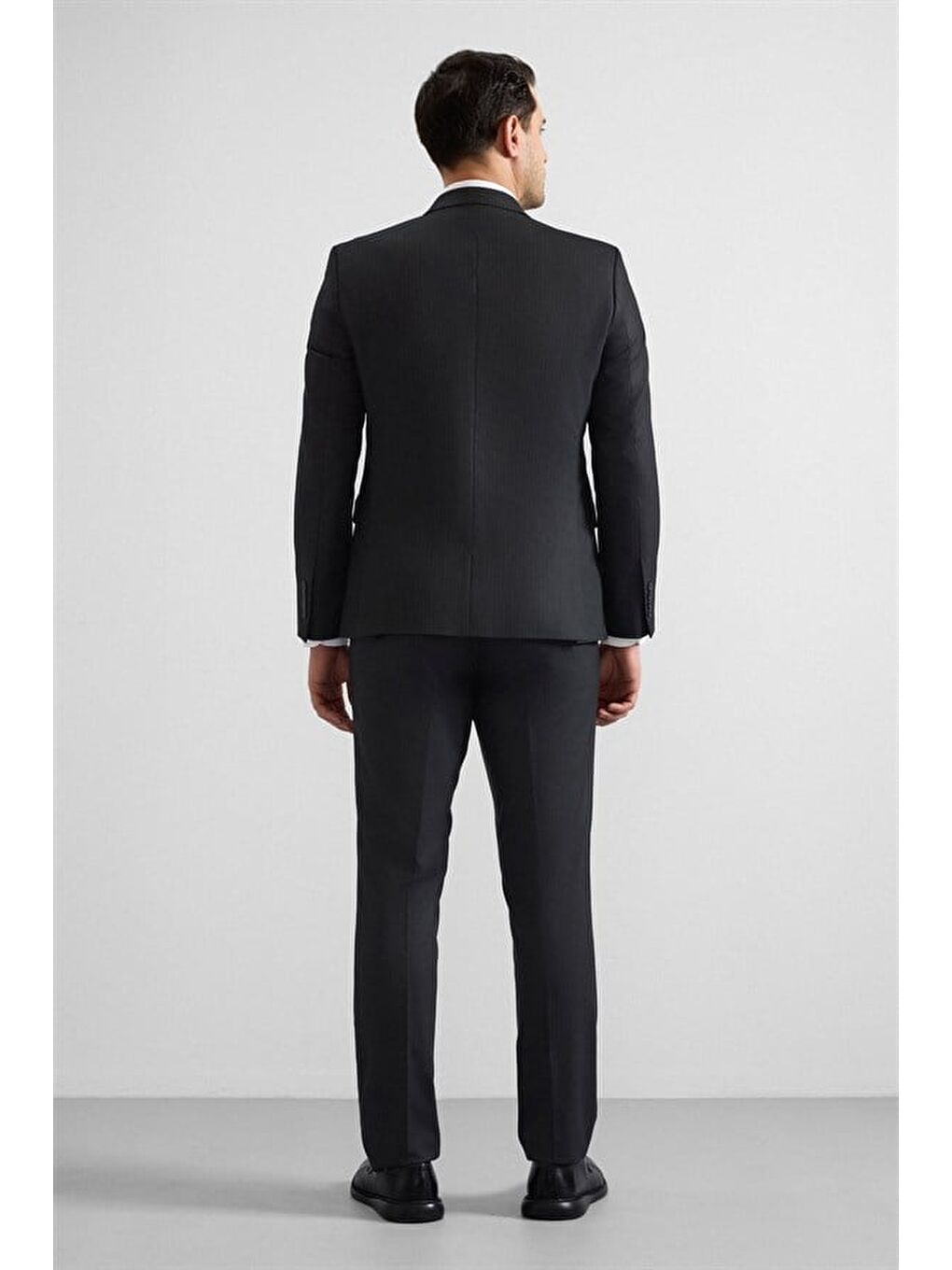 Siyah Slim Kruvaze Yaka 6 Drop Takım Elbise-7