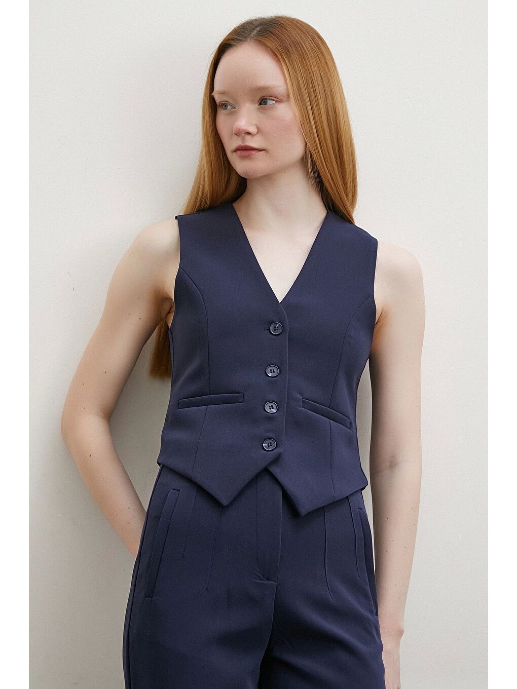 Astarlı Kuplu Yelek Lacivert-3