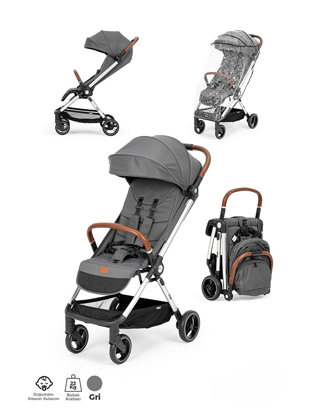 Fox Kabin Boy Bebek Arabası Gri