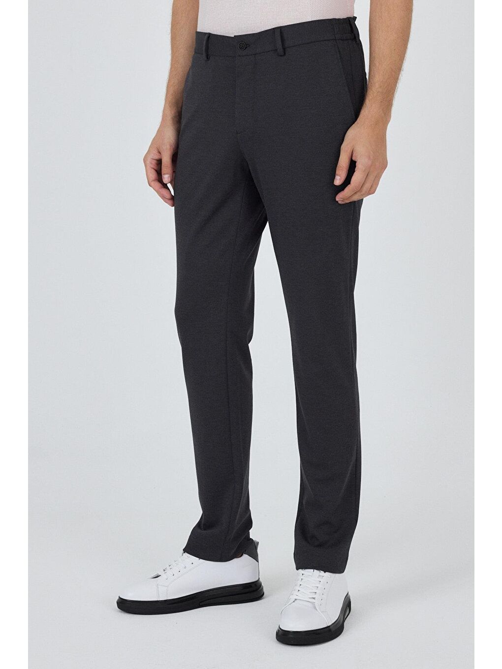 Koyu Antrasit Esnek Yandan Cepli Casual Slim Fit Jogger Pantolon 1003250156-2