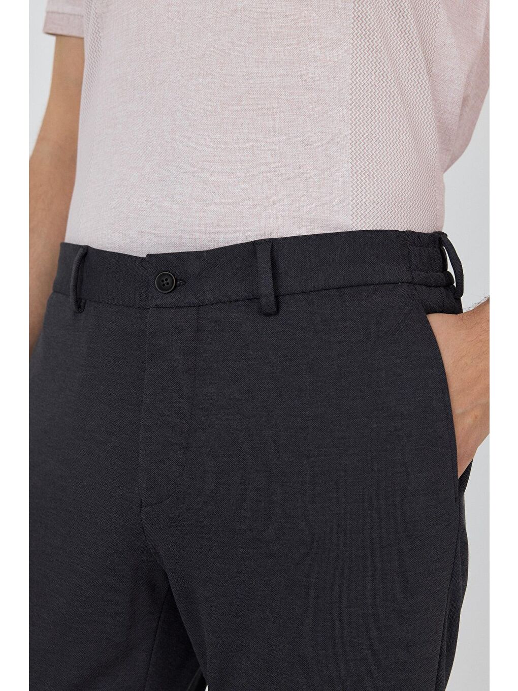 Koyu Antrasit Esnek Yandan Cepli Casual Slim Fit Jogger Pantolon 1003250156-3