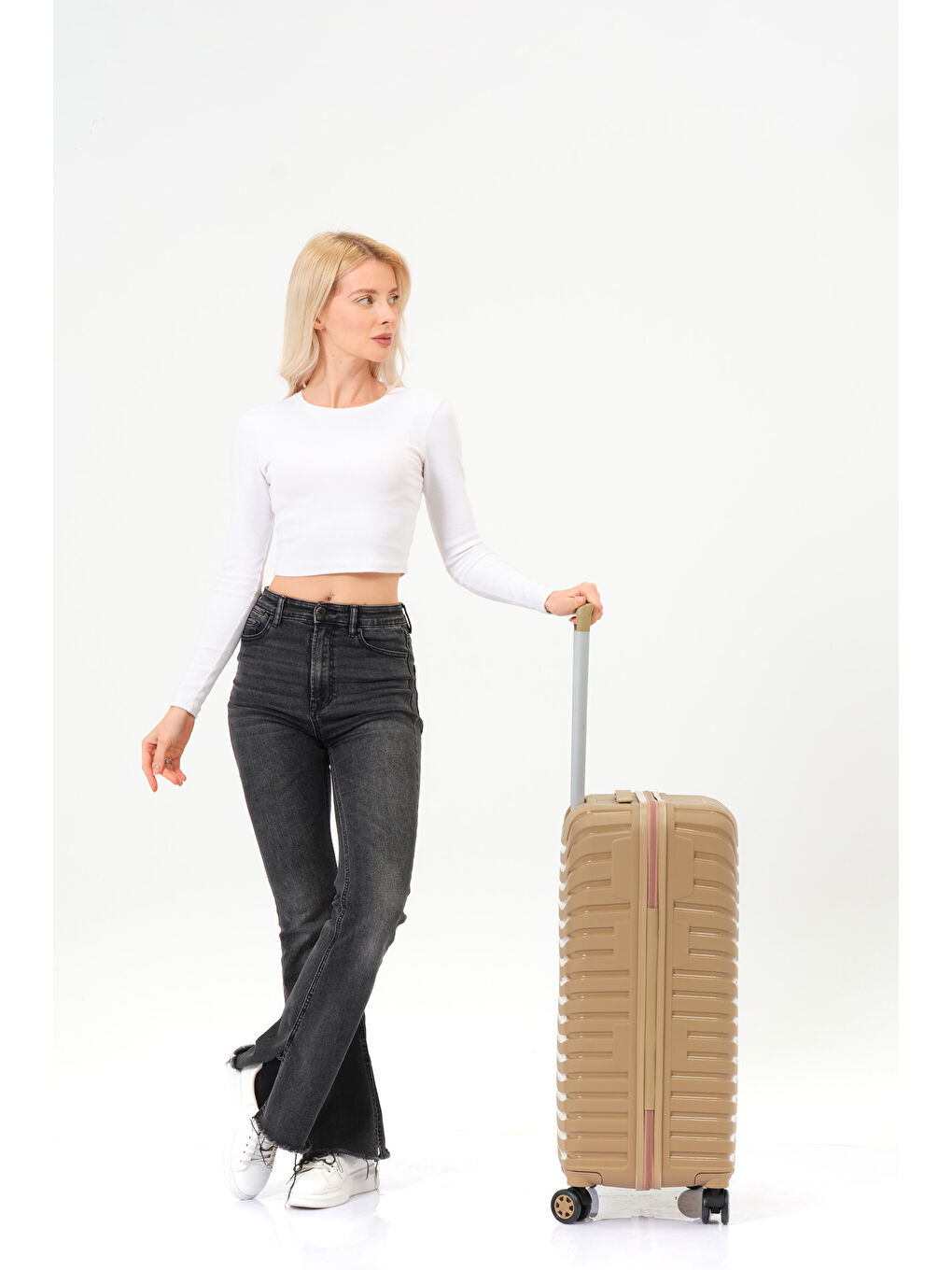 Sarı Orta Boy Gold PP Valiz-2