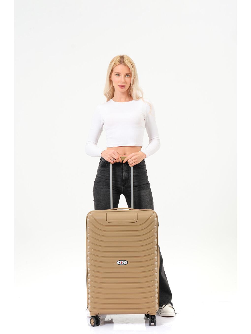 Sarı Orta Boy Gold PP Valiz-8