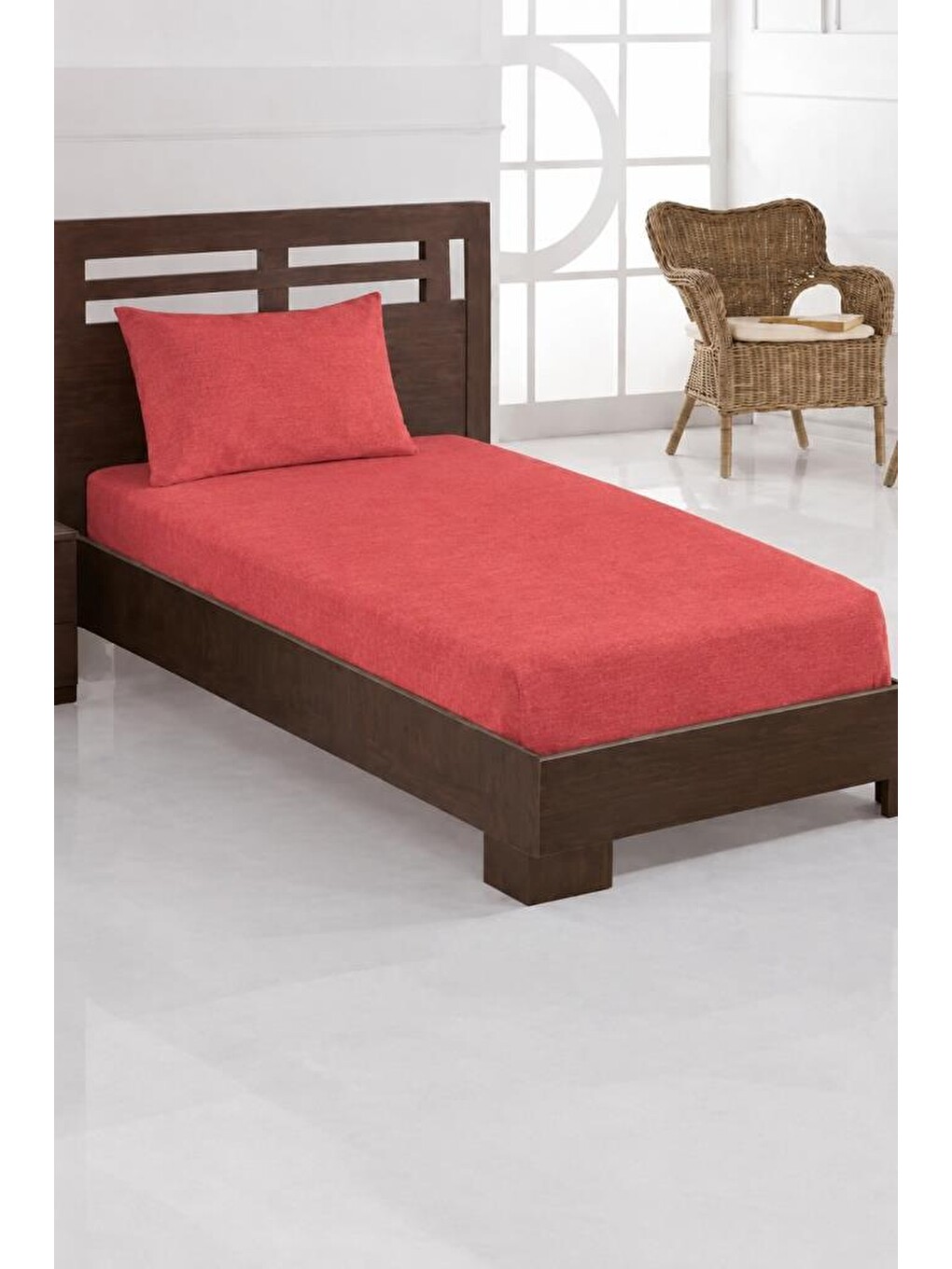 Turuncu Penye Tek Kişilik 120x200 Cm Lastikli Çarşaf Kiremit