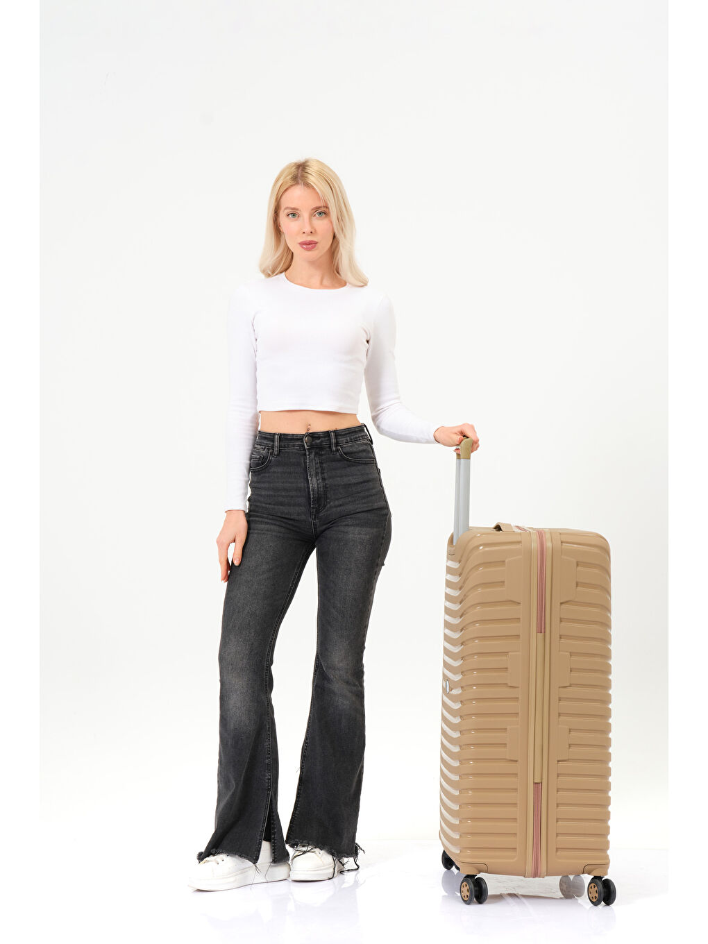 Sarı Büyük Boy Gold PP Valiz-2