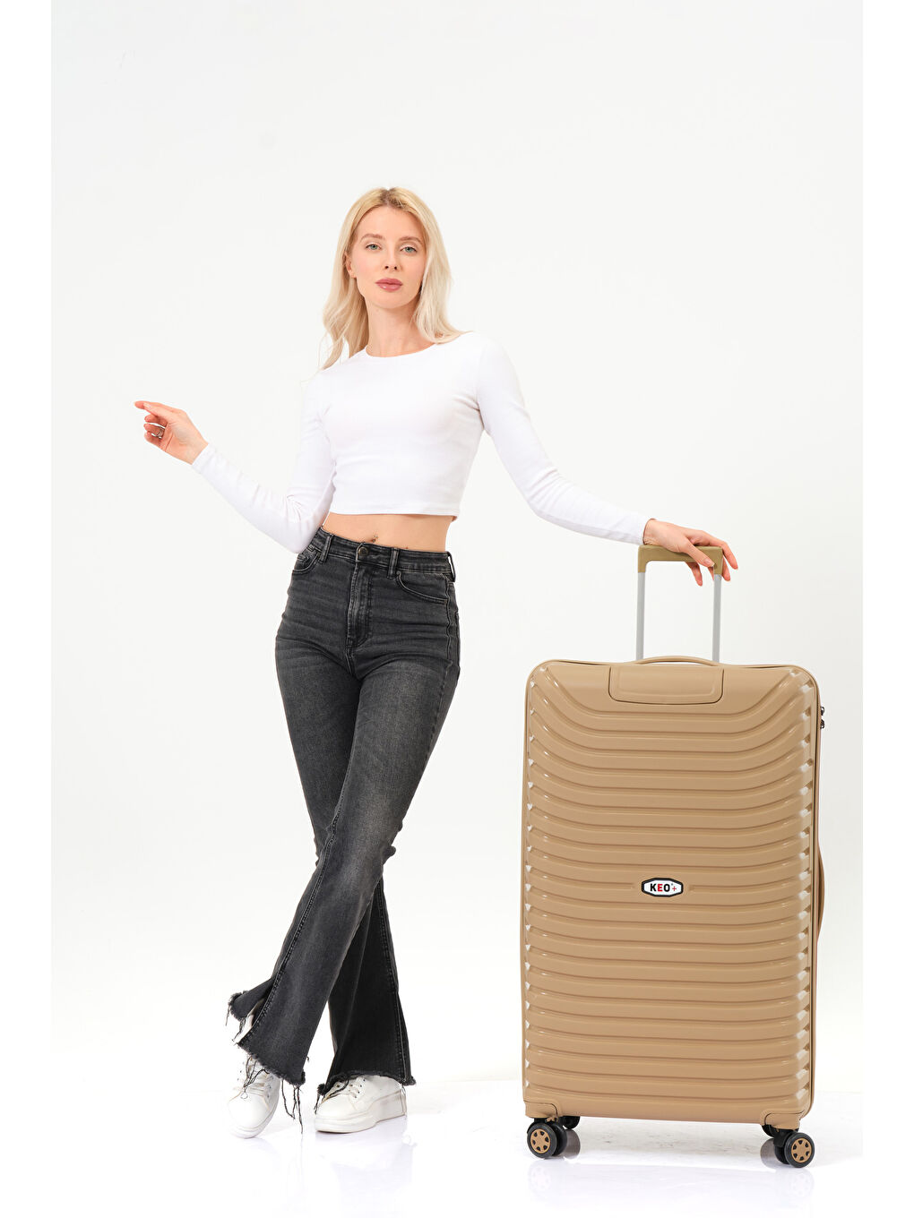 Sarı Büyük Boy Gold PP Valiz-7