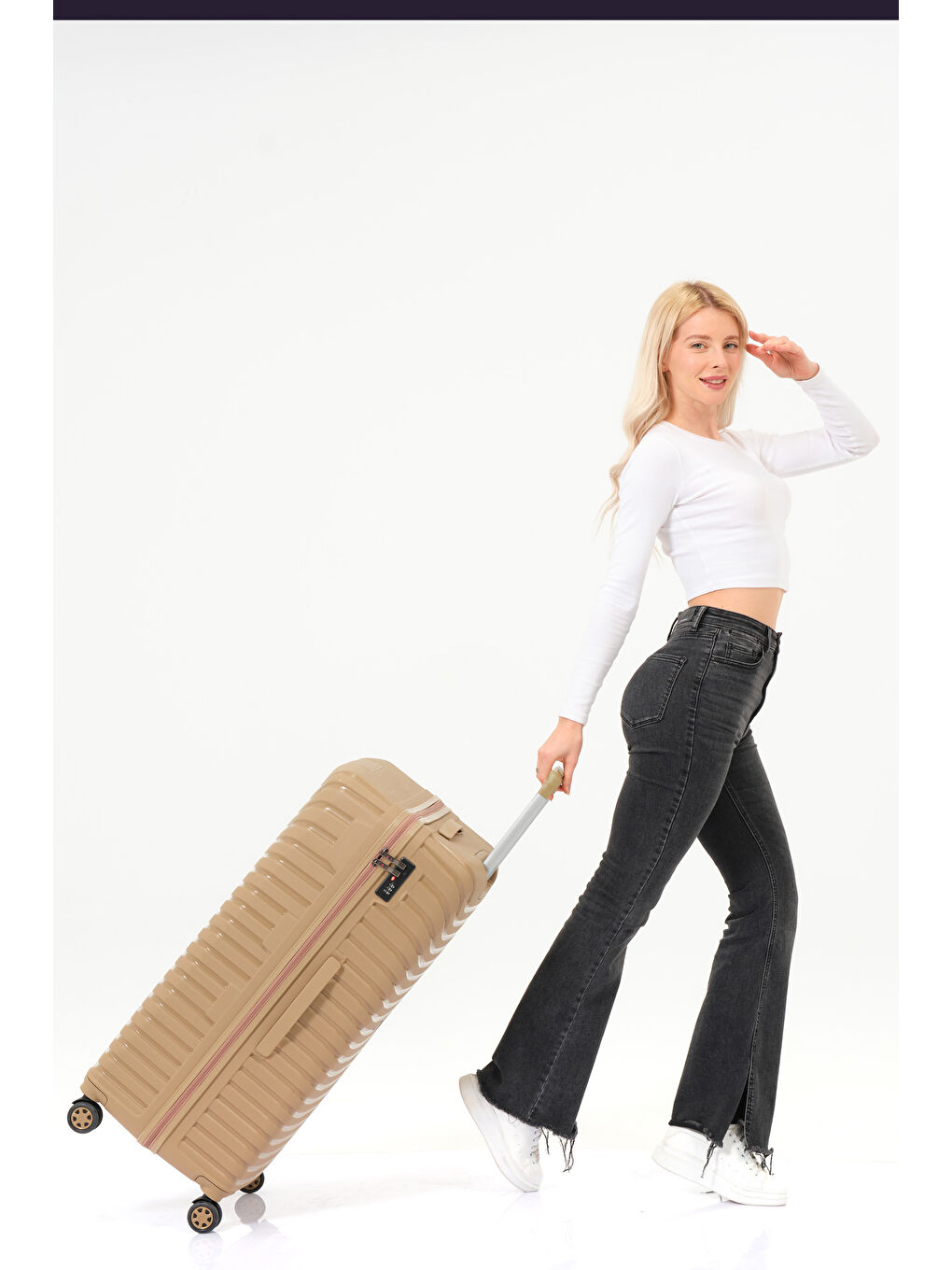 Sarı Büyük Boy Gold PP Valiz-9