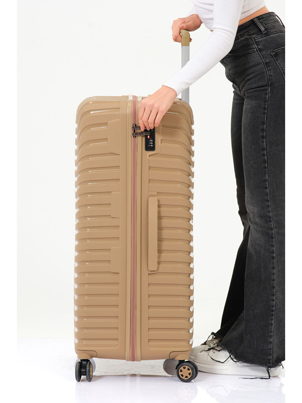 Sarı Büyük Boy Gold PP Valiz-10