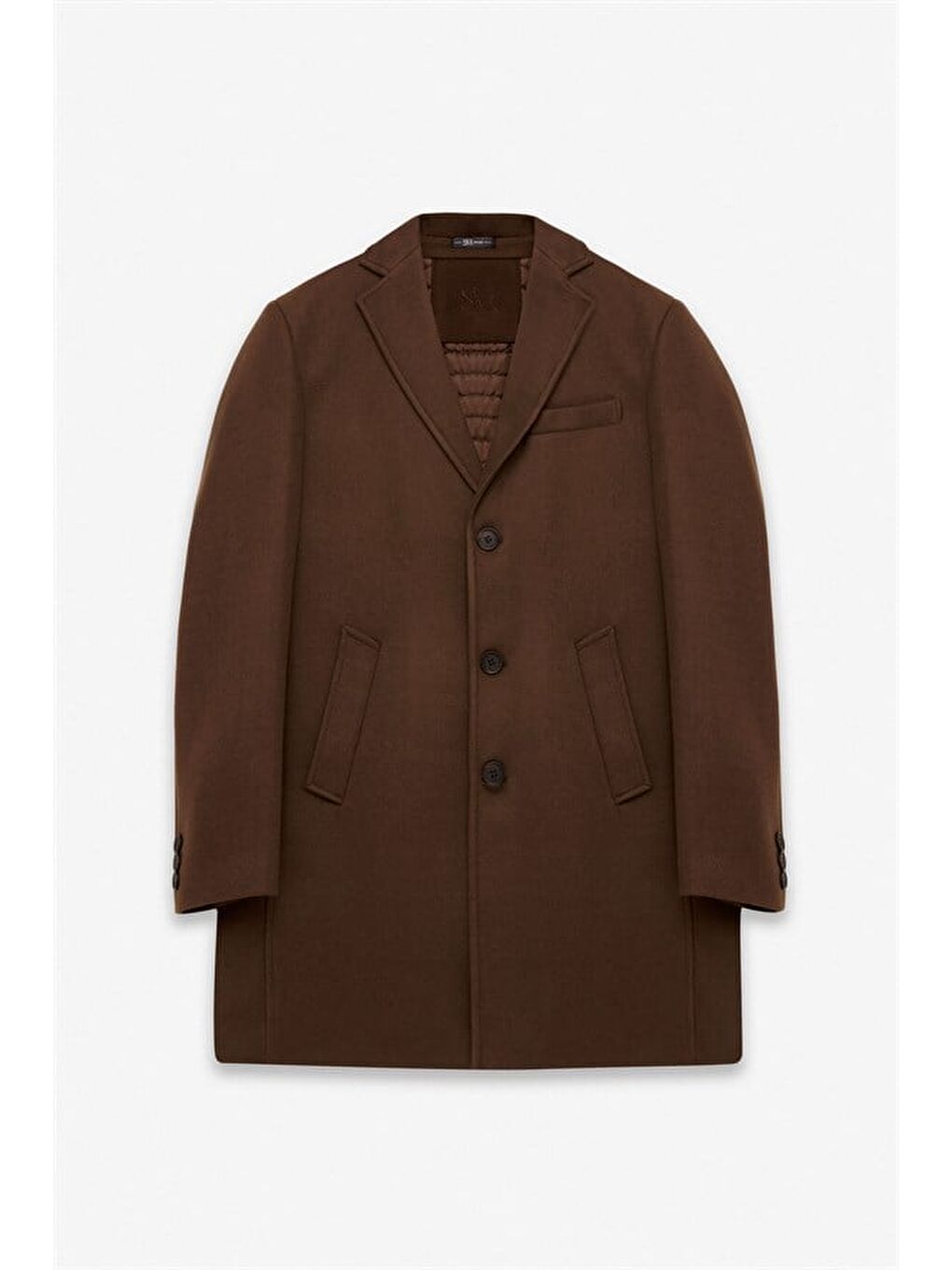 Kahverengi Koyu Kahve Slim Mono Yaka Düz Yan Cepli Düğmeli Dolgusuz Rüzgar Geçirmez Kaban-8