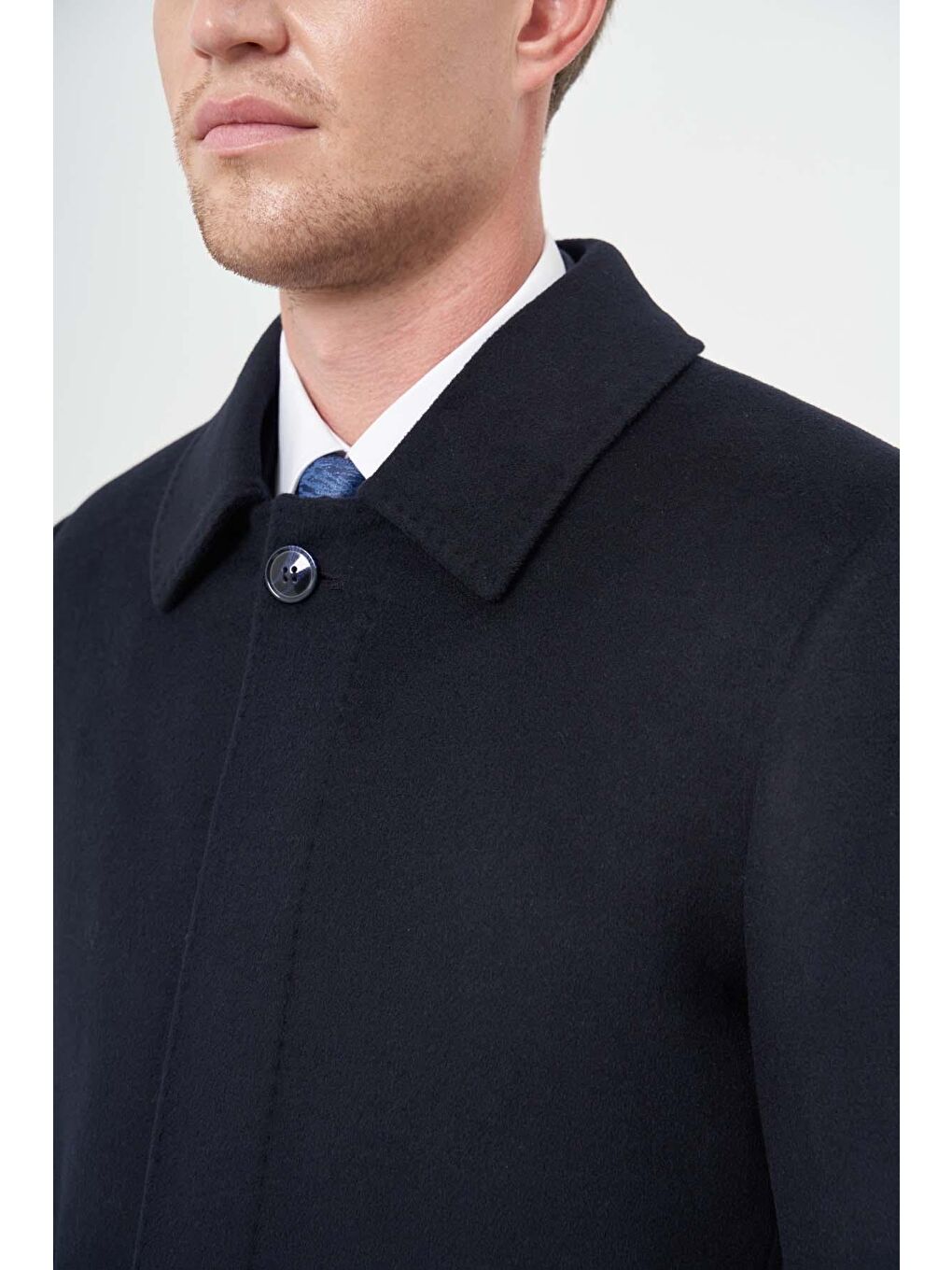 Koyu Lacivert 110 Cm Kaşe Düz Sırt Kapitoneli Astar Comfort Fit Classic Palto 1005245154-3