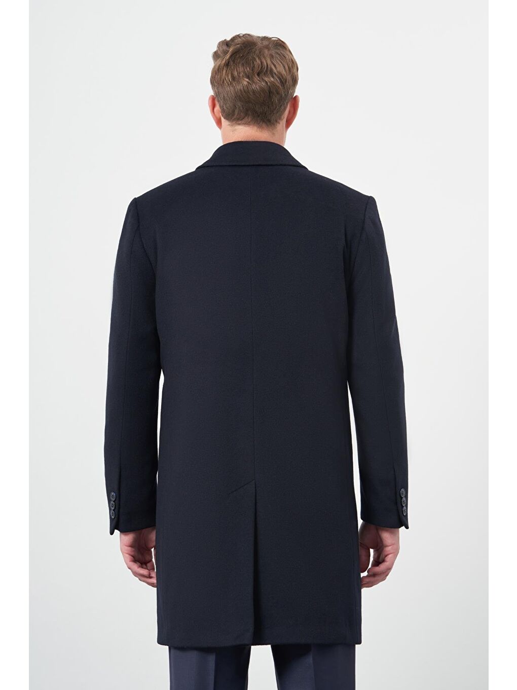 Koyu Lacivert 110 Cm Kaşe Düz Sırt Kapitoneli Astar Comfort Fit Classic Palto 1005245154-4