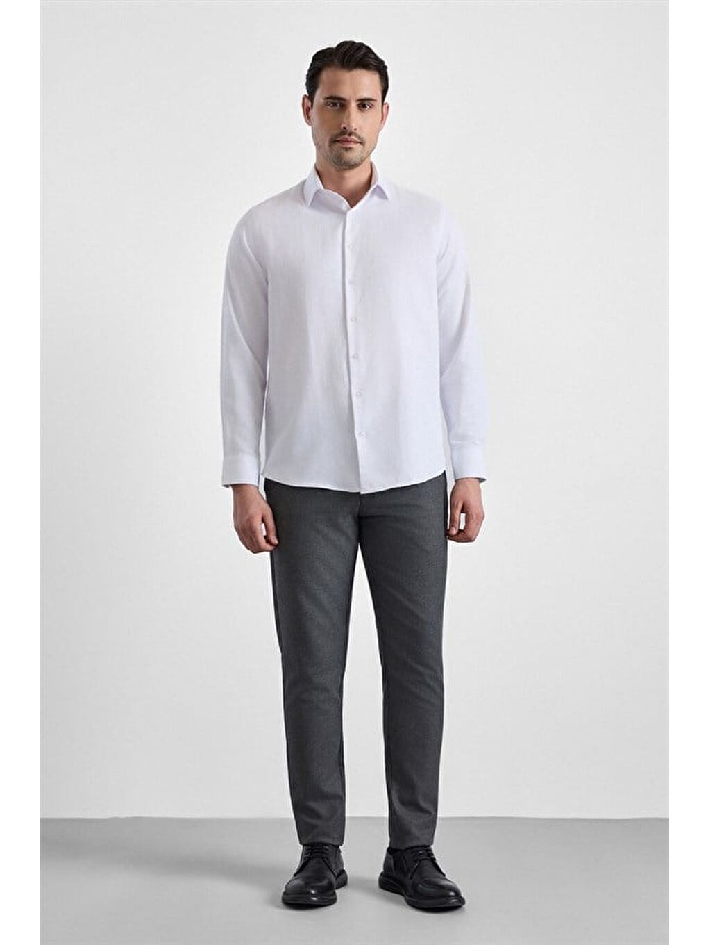 Beyaz Regular Klasik Yaka Casual Gömlek-4