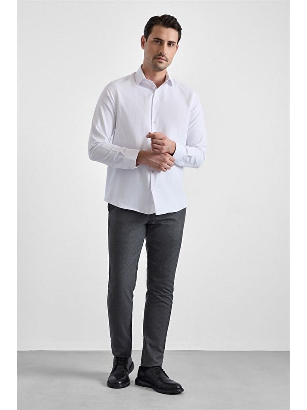 Beyaz Regular Klasik Yaka Casual Gömlek-5