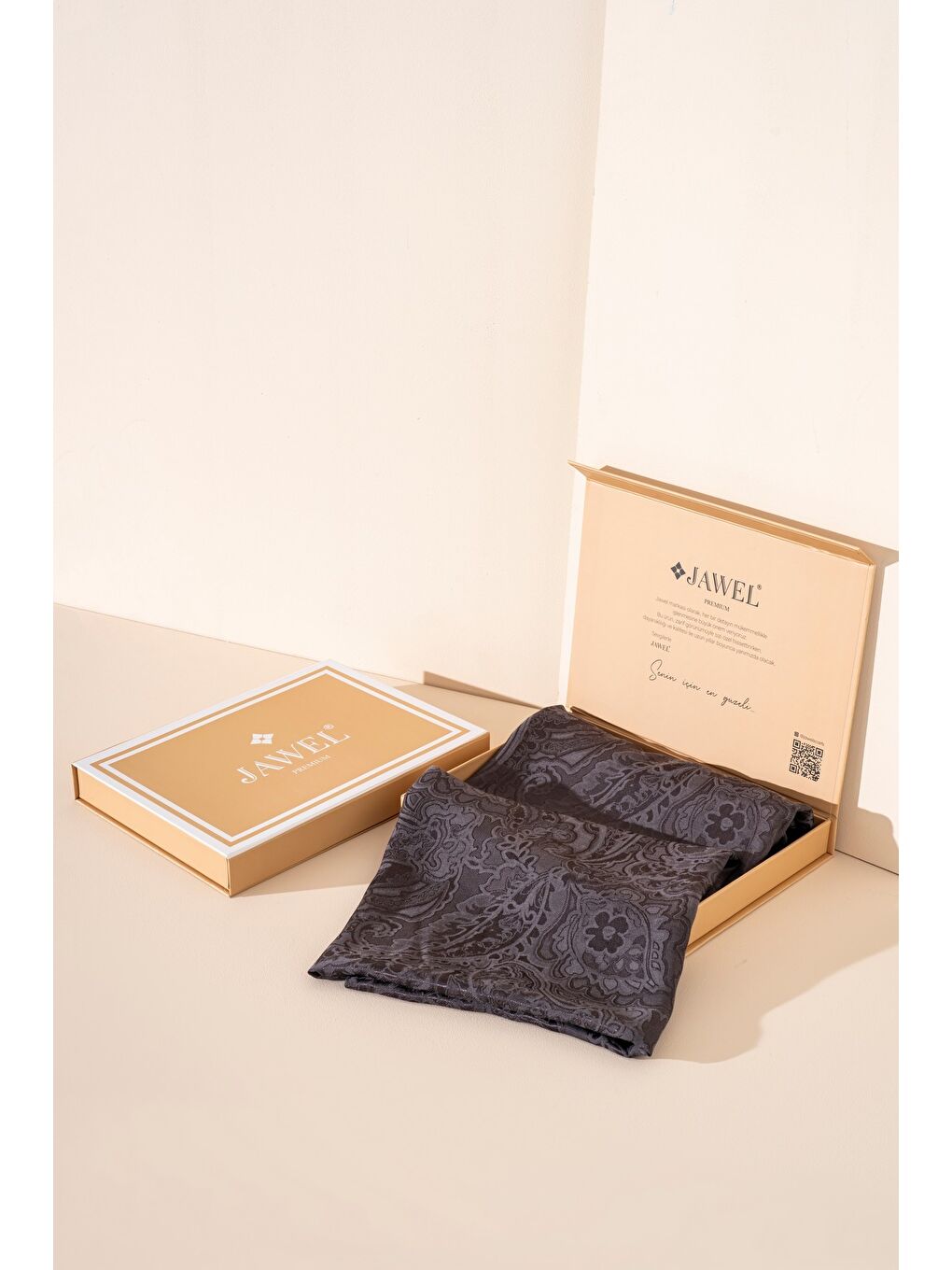 Antrasit Kadın Karelya Modal Floş Şal-2