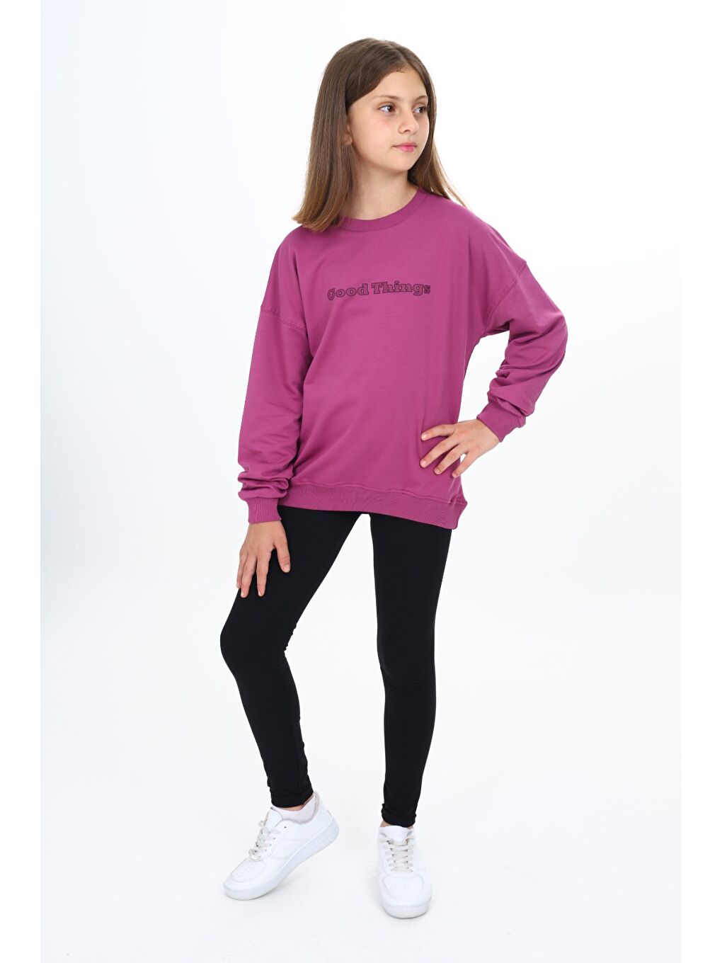 Mürdüm Kız Çocuk Baskılı Taytlı Takım-2