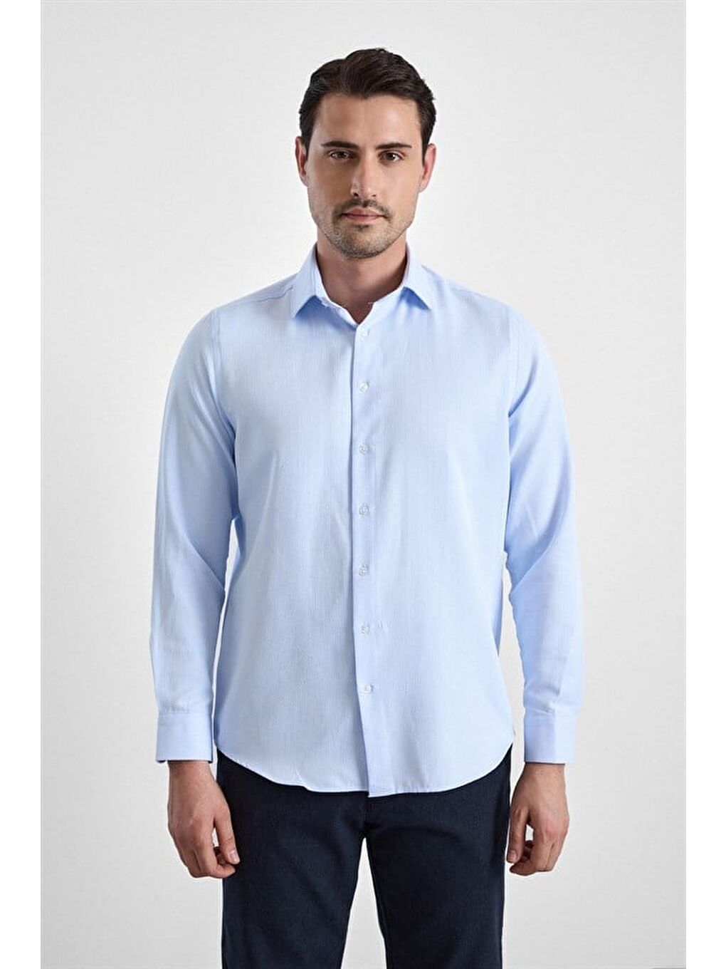 Buz Mavi Regular Klasik Yaka Casual Gömlek