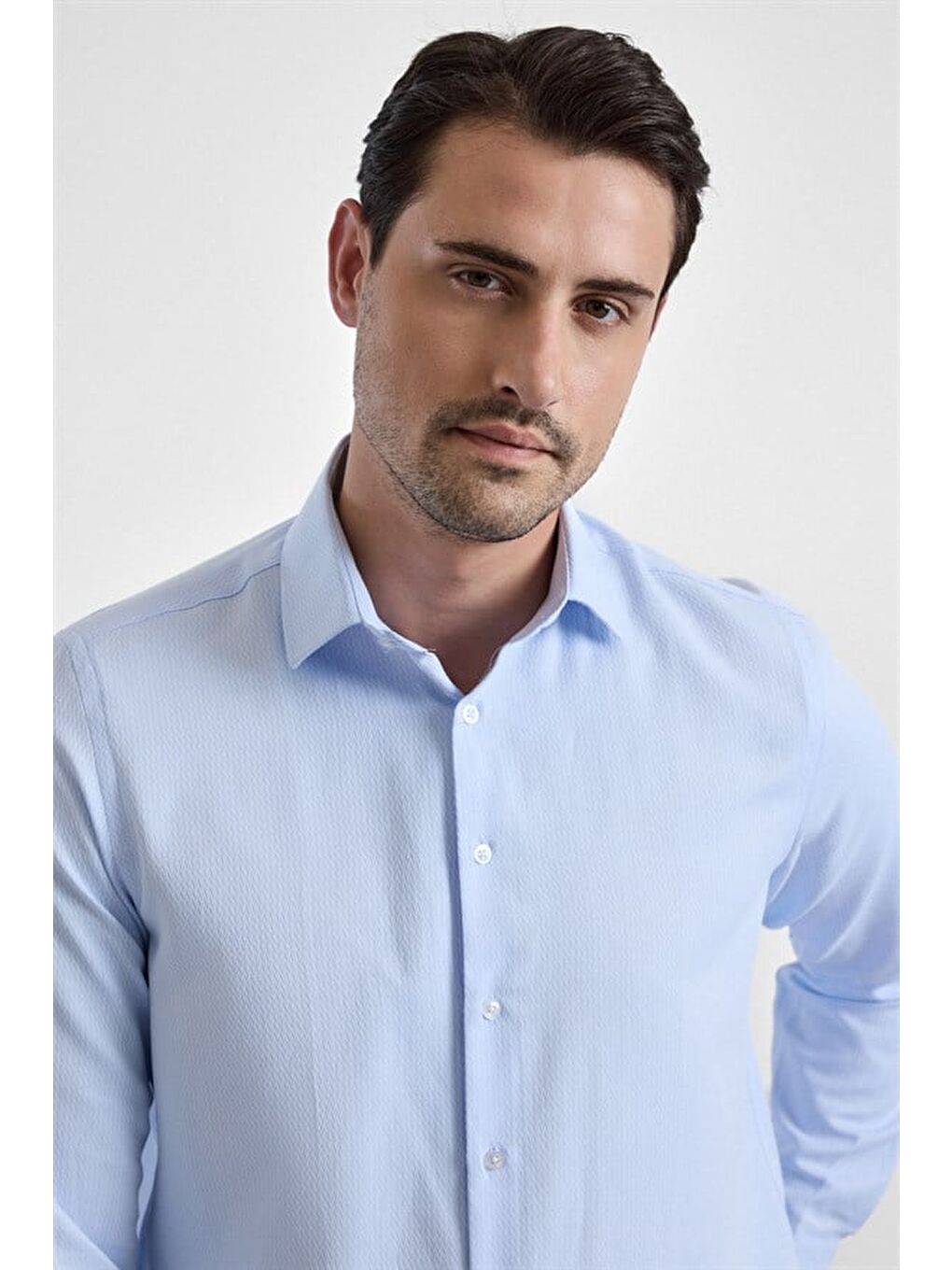 Buz Mavi Regular Klasik Yaka Casual Gömlek-2