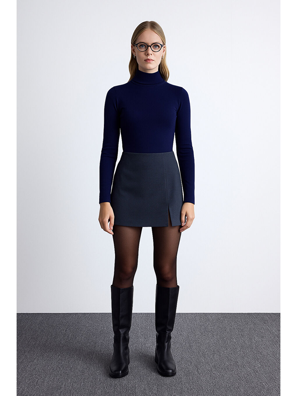 Lacivert Regular Fit Balıkçı Yaka Kazak 25K0780K1-2