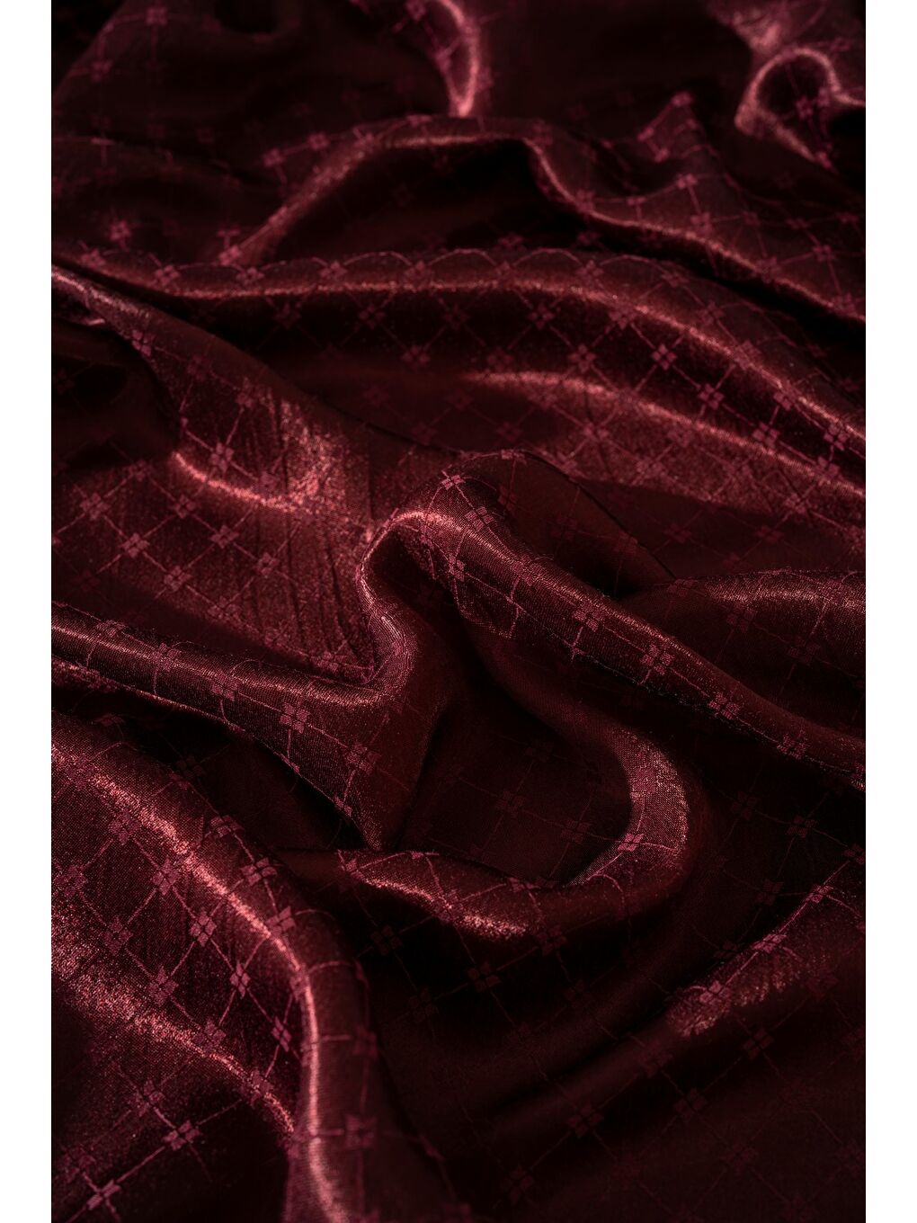 Bordo Kadın Küçük Kareli Modal Floş Şal-1