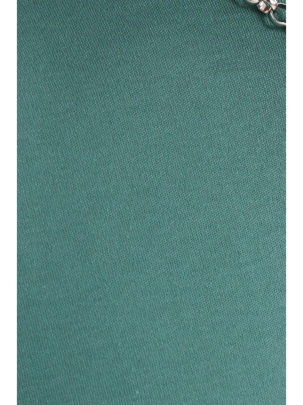 Unisex Oversize Geniş Kesim %100 Pamuk Yumuşak Dokulu Basic Bisiklet Yaka Yeşil Tişört-5