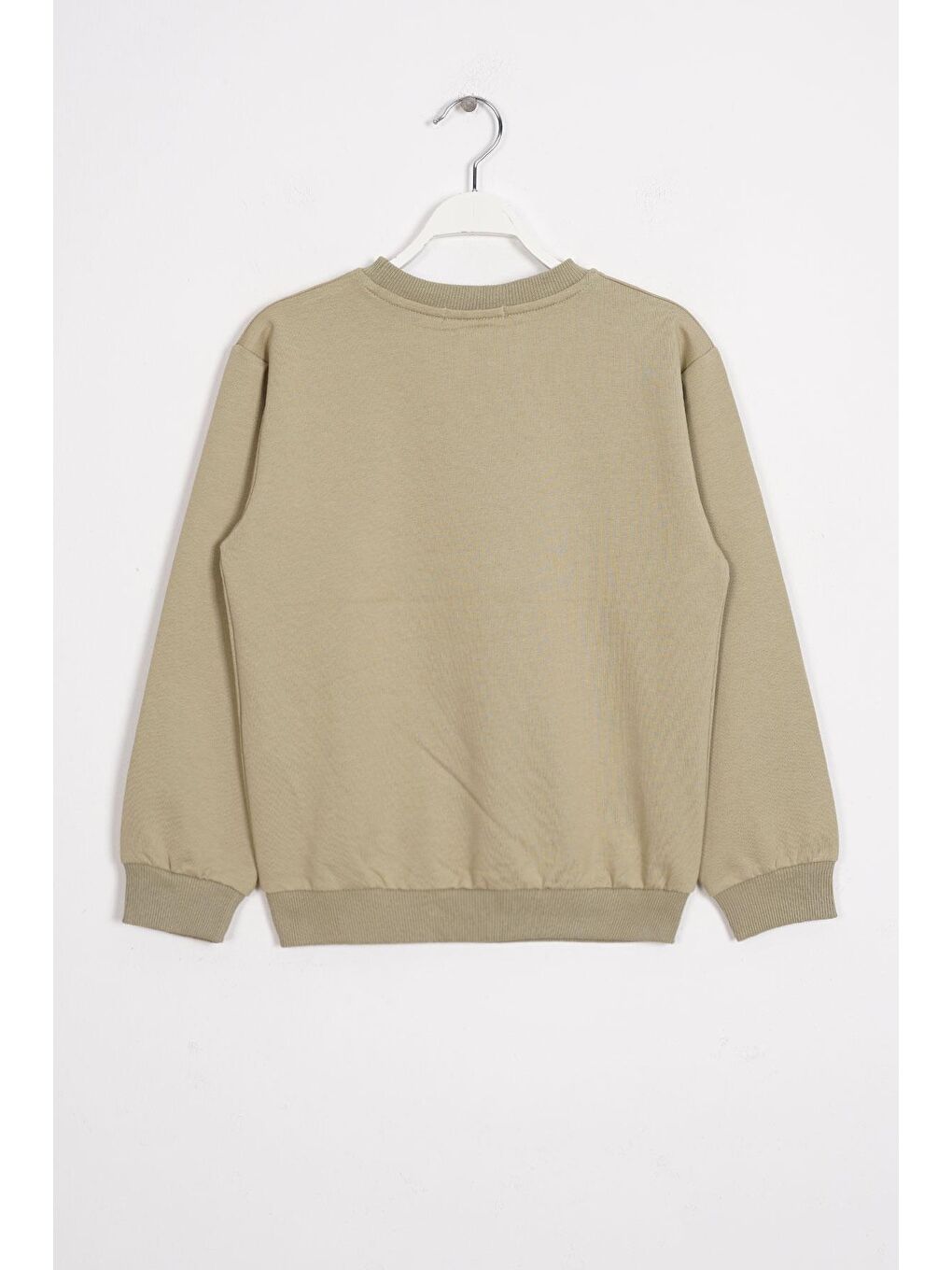 Bisiklet Yaka Araba Baskılı Haki Renk Erkek Çocuk Sweatshirt-2