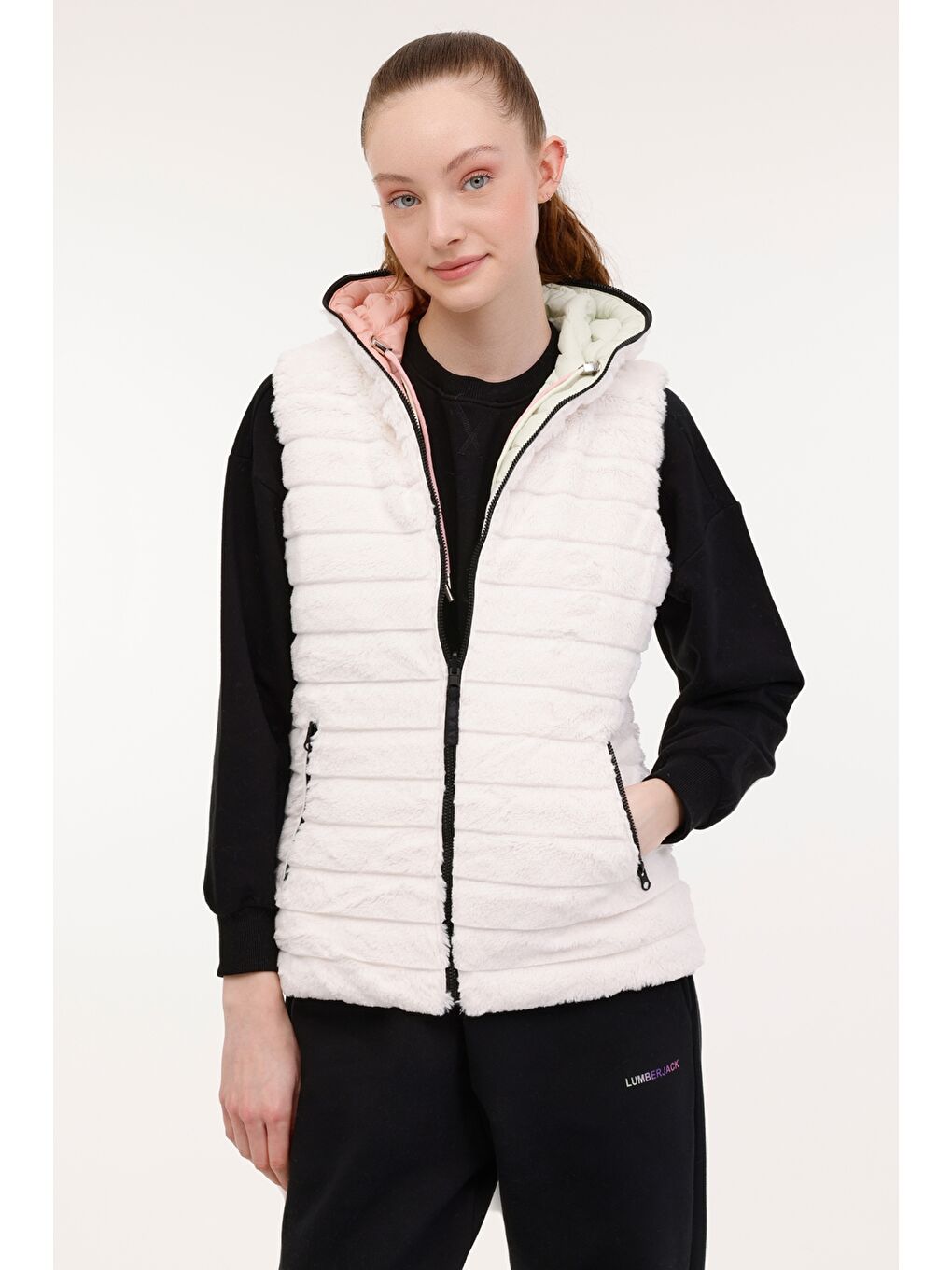 Siyah WL ADDISON 4V324-100B 4PR Beyaz Kadın Yelek-4