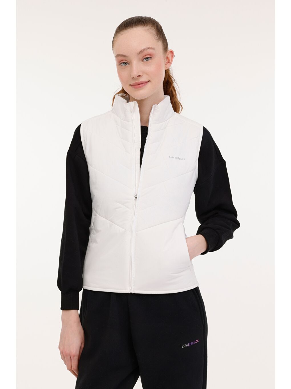 Siyah WL GWEN 4STFW030 4PR Beyaz Kadın Yelek