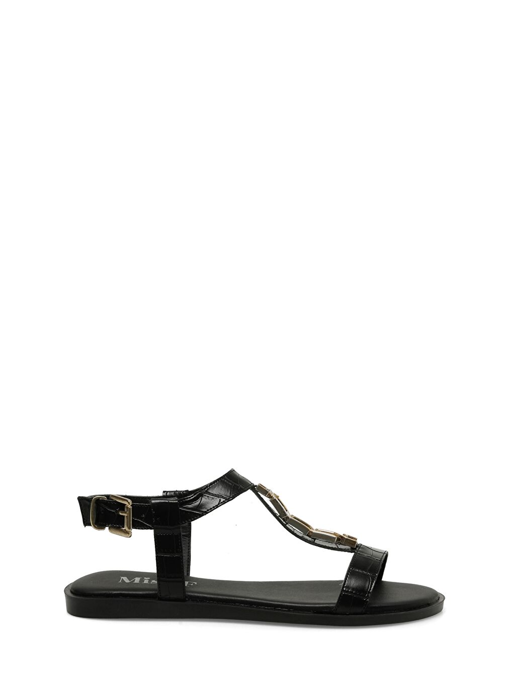 DS24013 4FX Siyah Kadın Düz Sandalet