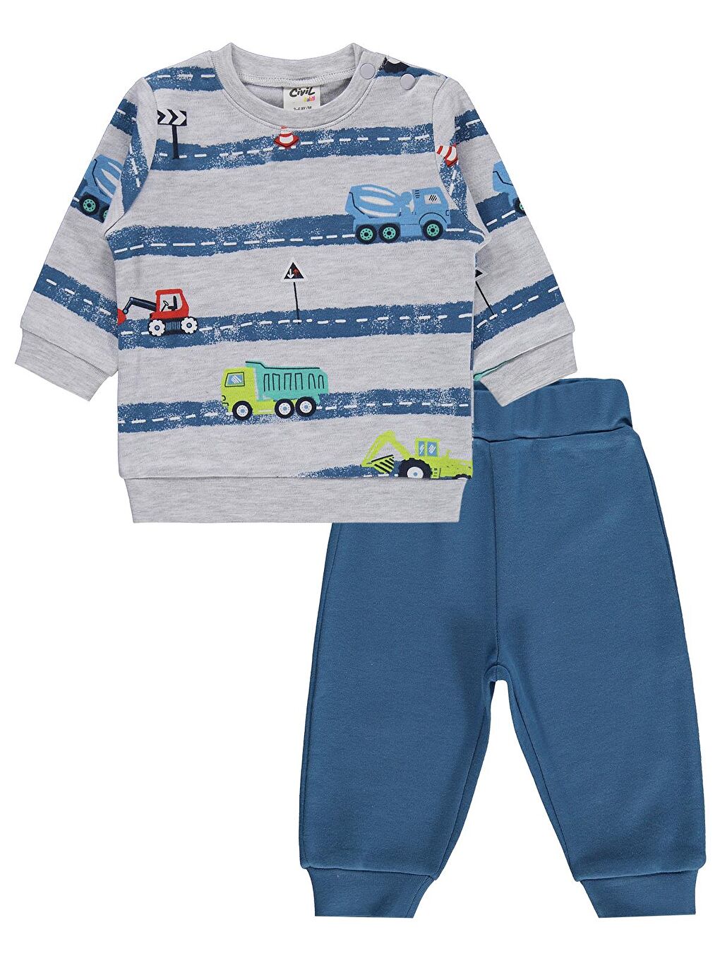 Siyah Baby Arabalar Empirme 3-18 Ay Takım - Gri-3