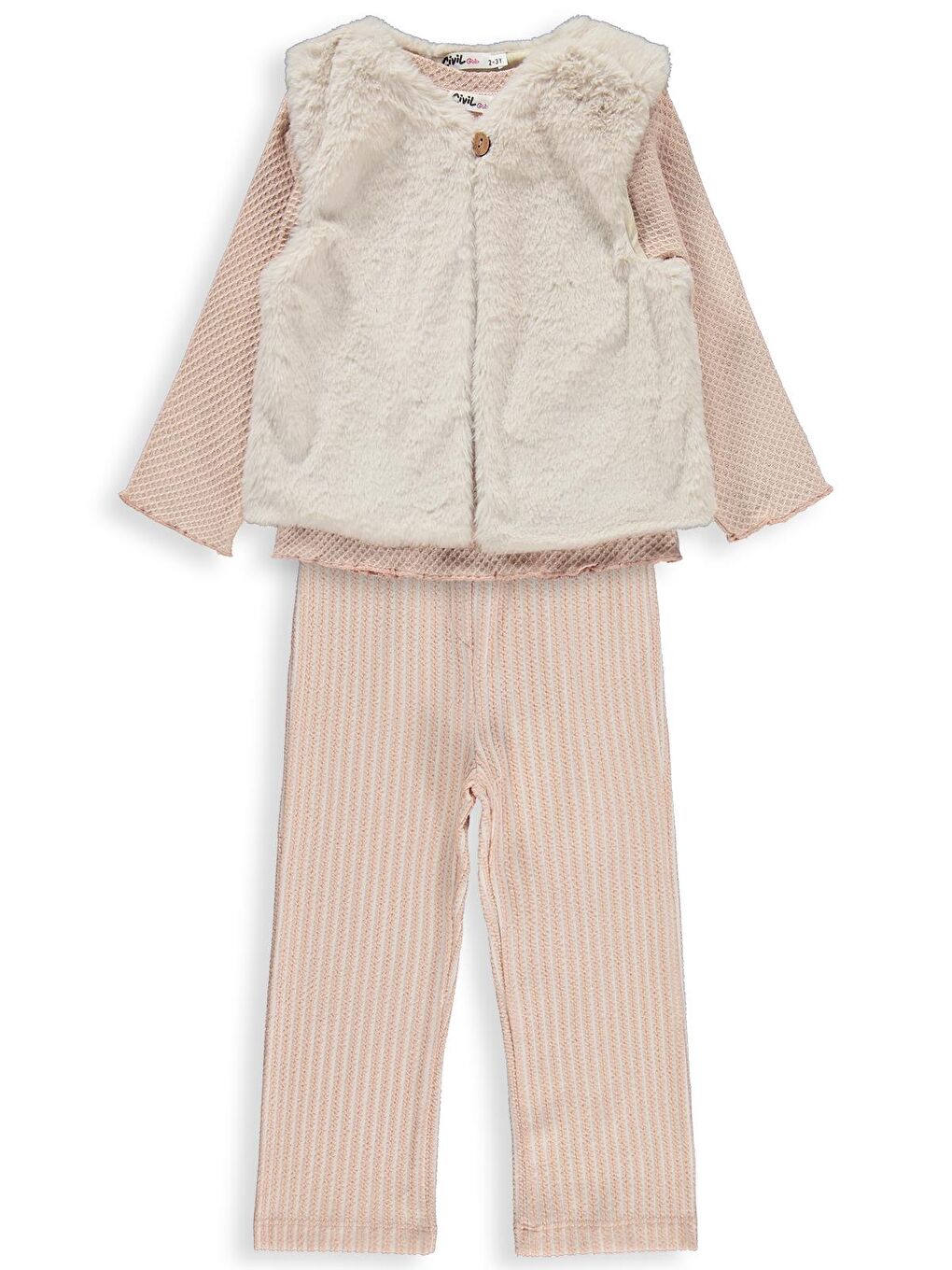 Pembe Girls Yelekli 2-5 Yaş Takım - Pudra 2-3 Yaş