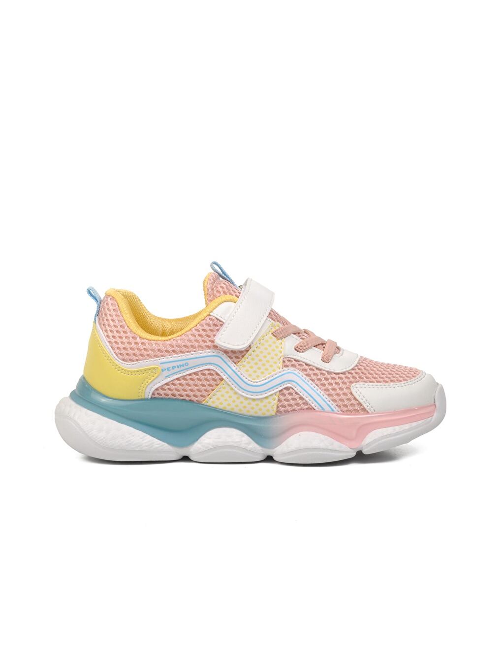 Pepino Pudra Pembe Pudra-Beyaz Cırtlı Fileli Unisex Çocuk Sneaker 1651-F