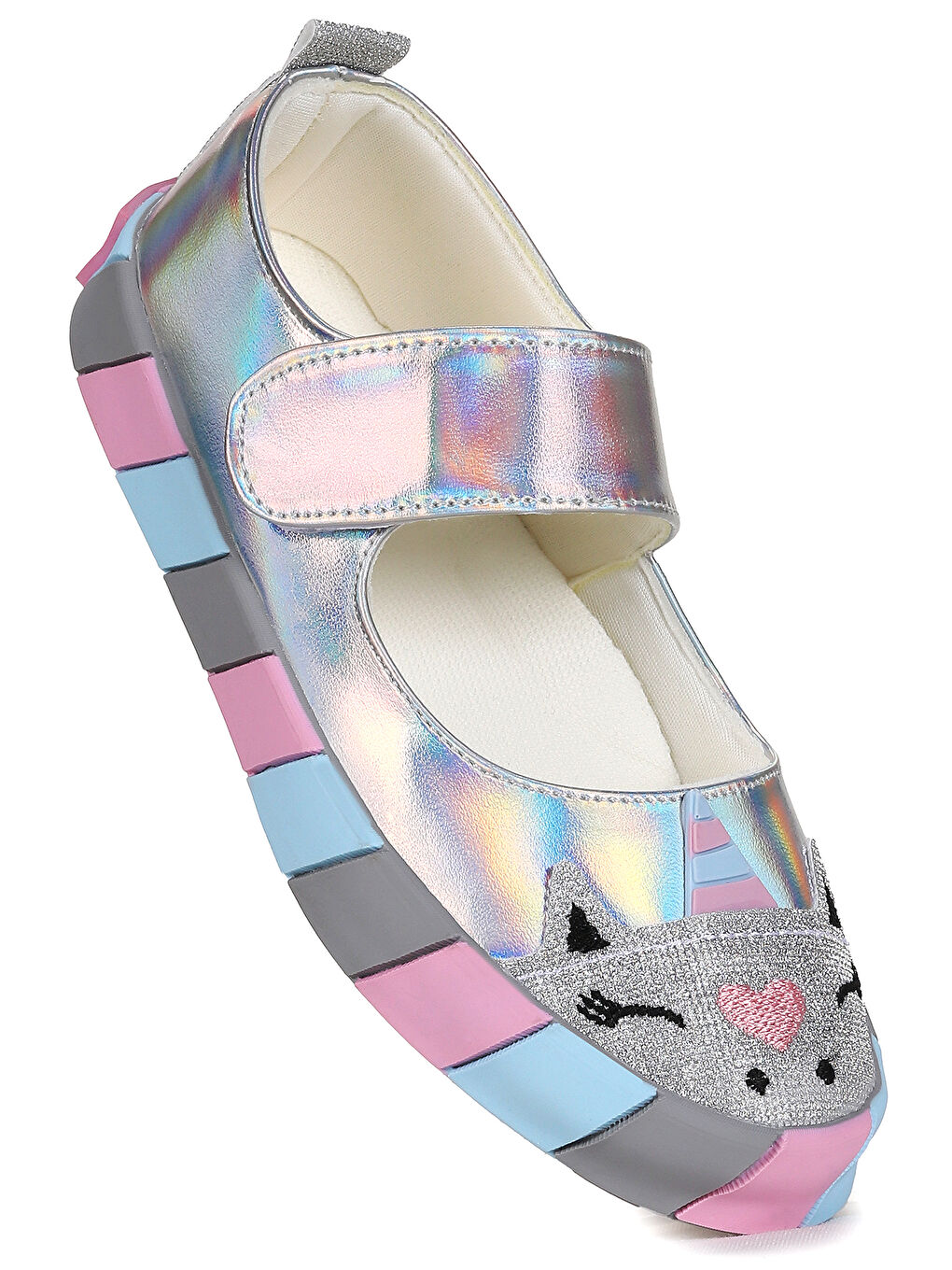 Gri Gilan Cırtlı Kız Çocuk Babet Ayakkabı