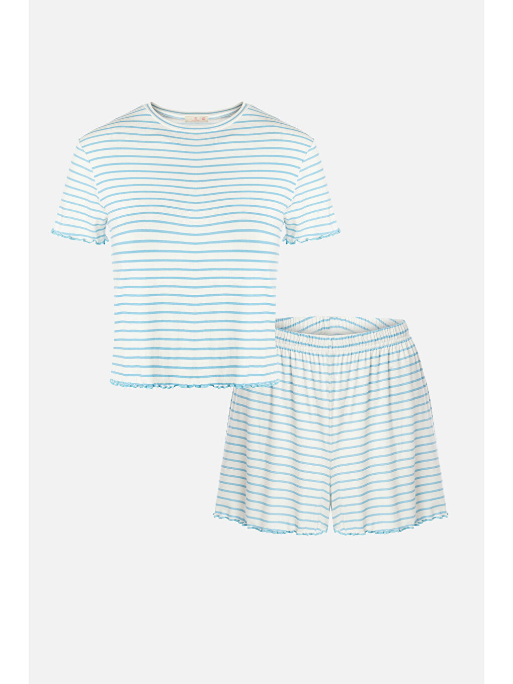 Mavi Kadın Baby Ovelok Detaylı Şortlu Pijama Takımı