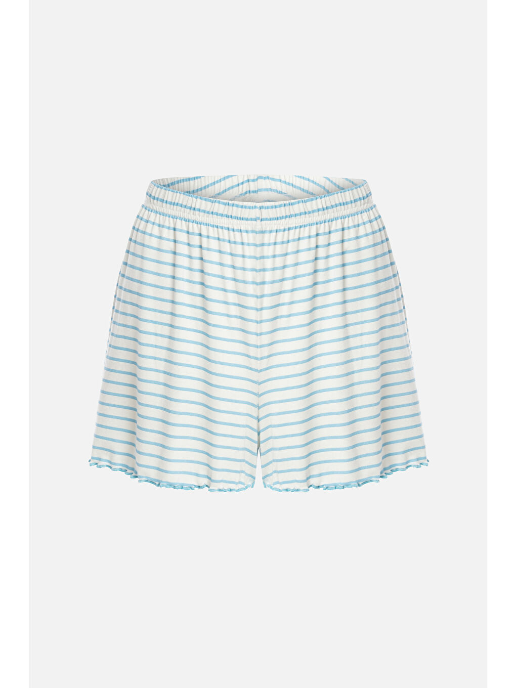 Mavi Kadın Baby Ovelok Detaylı Şortlu Pijama Takımı-1