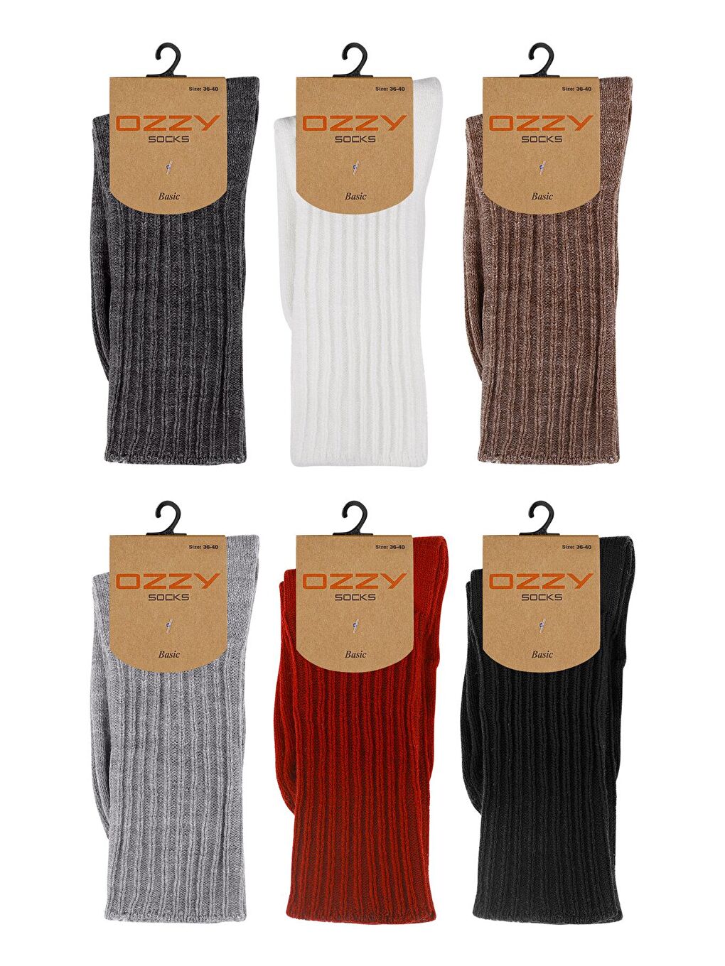 OZZY SOCKS Siyah-Bordo-Antrasit 6 Çift Kışlık Kadın Yünlü Uyku Çorabı Soft Touch