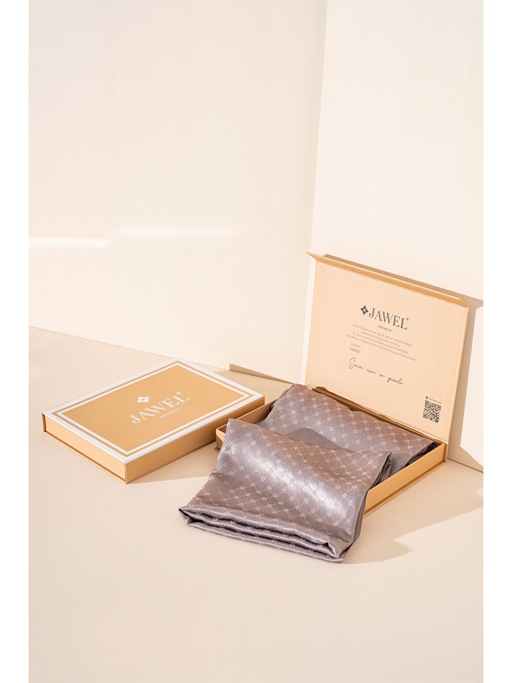 Bej Kadın Küçük Kareli Modal Floş Şal-2