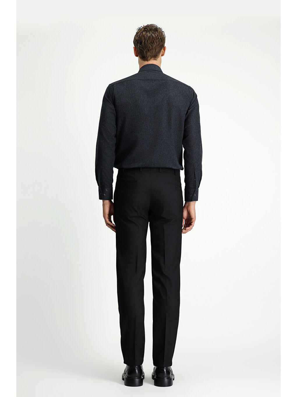 Siyah Slim Fit Dar Kesim Elastanlı Klasik Kumaş Pantolon-3