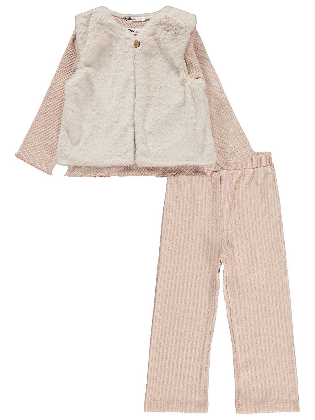 Pembe Girls Yelekli 2-5 Yaş Takım - Pudra 2-3 Yaş-3