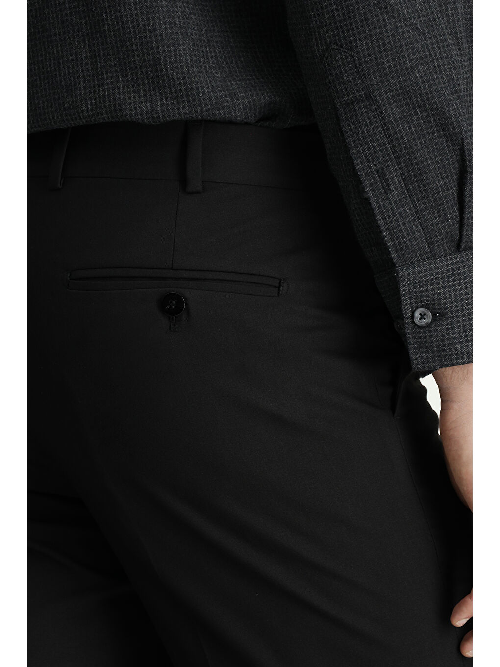 Siyah Slim Fit Dar Kesim Elastanlı Klasik Kumaş Pantolon-5