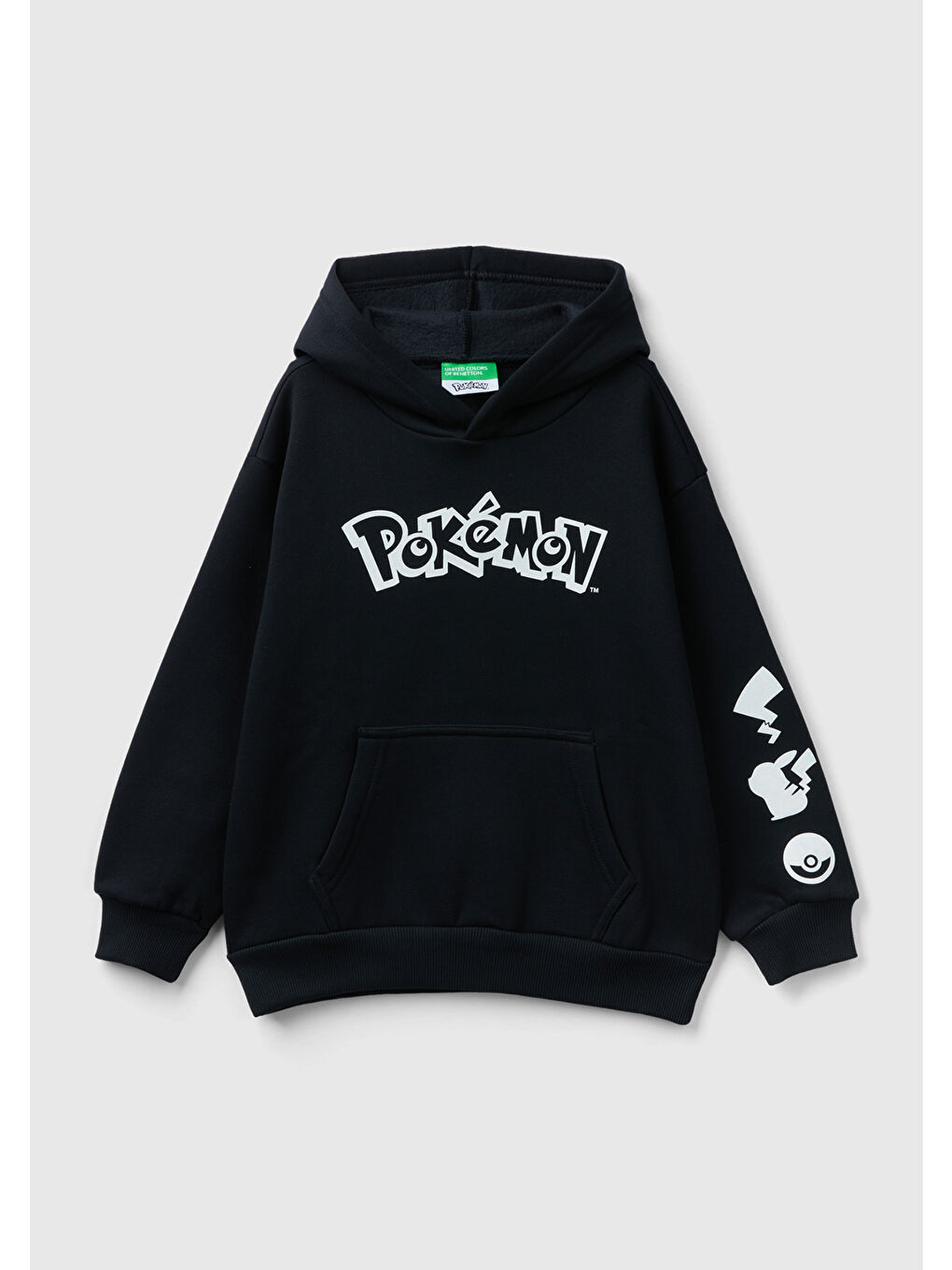 Erkek Çocuk Siyah Pokemon Baskılı Önü Cepli Sweatshirt