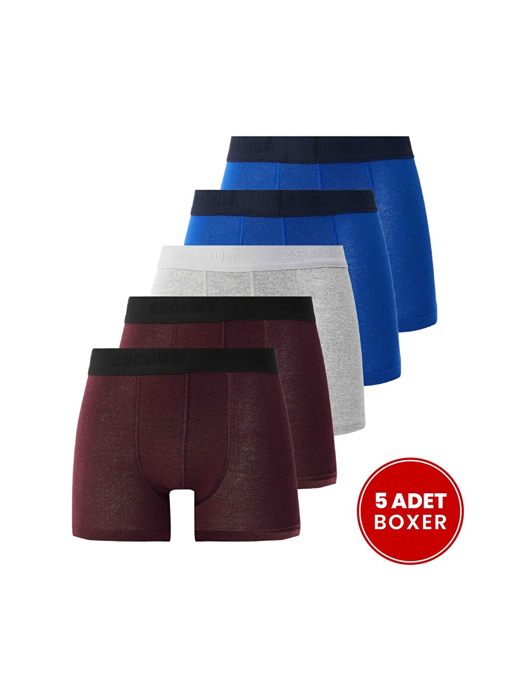 Karışık Erkek 5'Li Pamuklu Elastanlı Esnek Kumaş Boxer