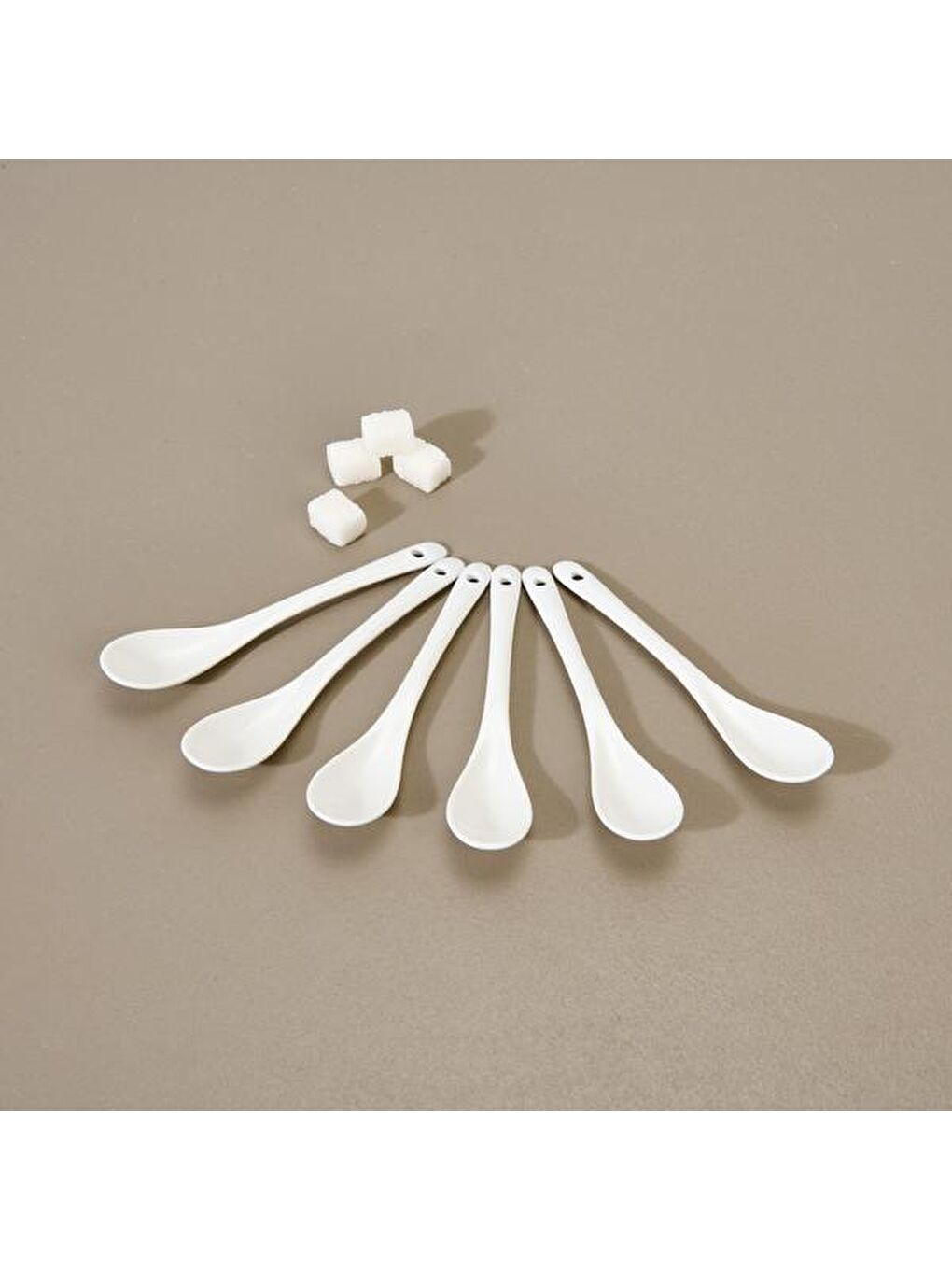 6'lı Kahve Kaşığı Seti - Beyaz - 12,5 cm