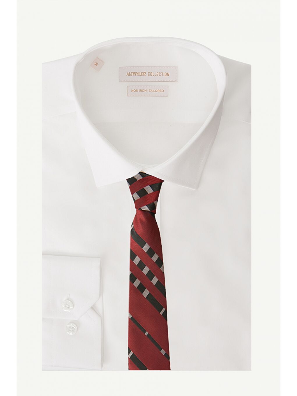 Erkek Gri-Bordo Desenli Klasik Nano Kravat-2